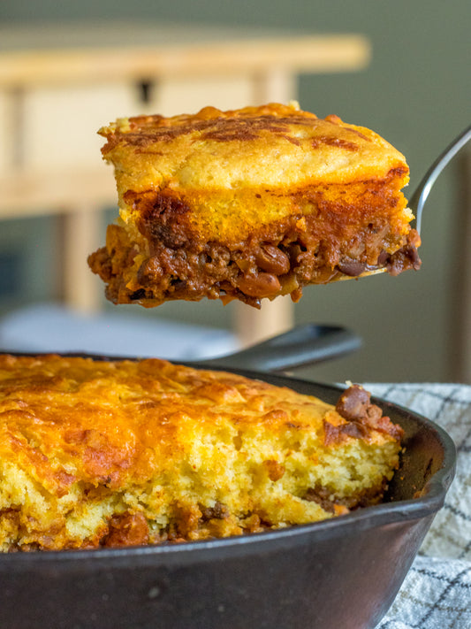 Chili Cornbread Pot Pie Skillet