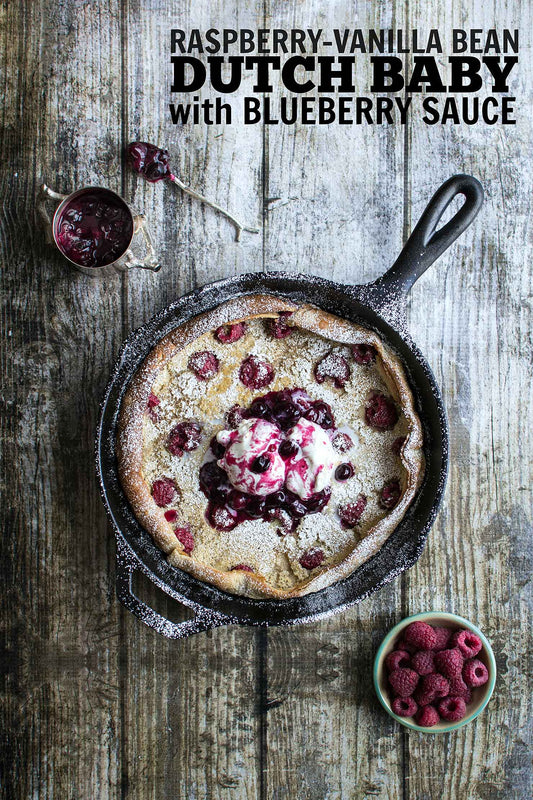 Skillet Vanilla Bean Dutch Baby with Blueberry Sauce