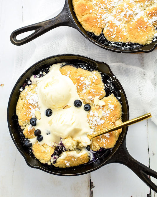 Yumy Blueberry Bourbon Cobbler Skillet