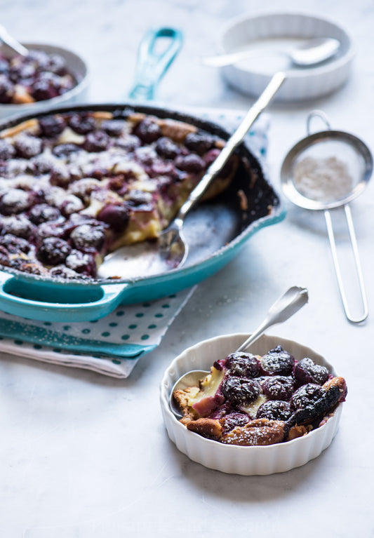 Skillet Boozy Cherry Clafoutis