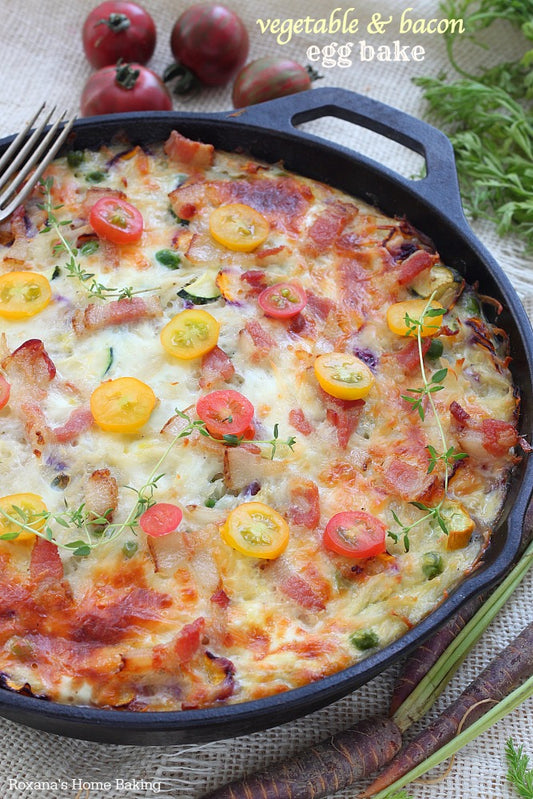 VEGETABLE AND BACON EGG BAKE SKILLET