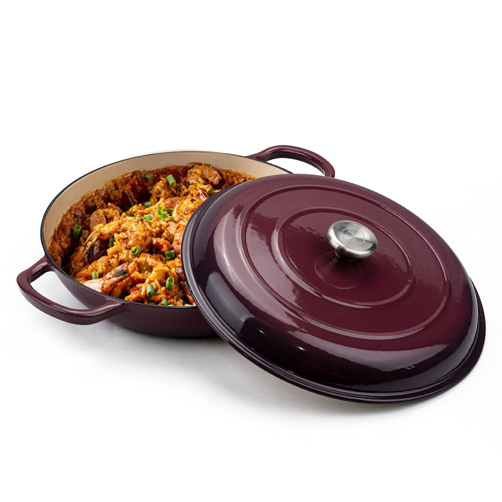 COOKERCOOL Casr Iron Enamel Cookware Set, Viola scuro