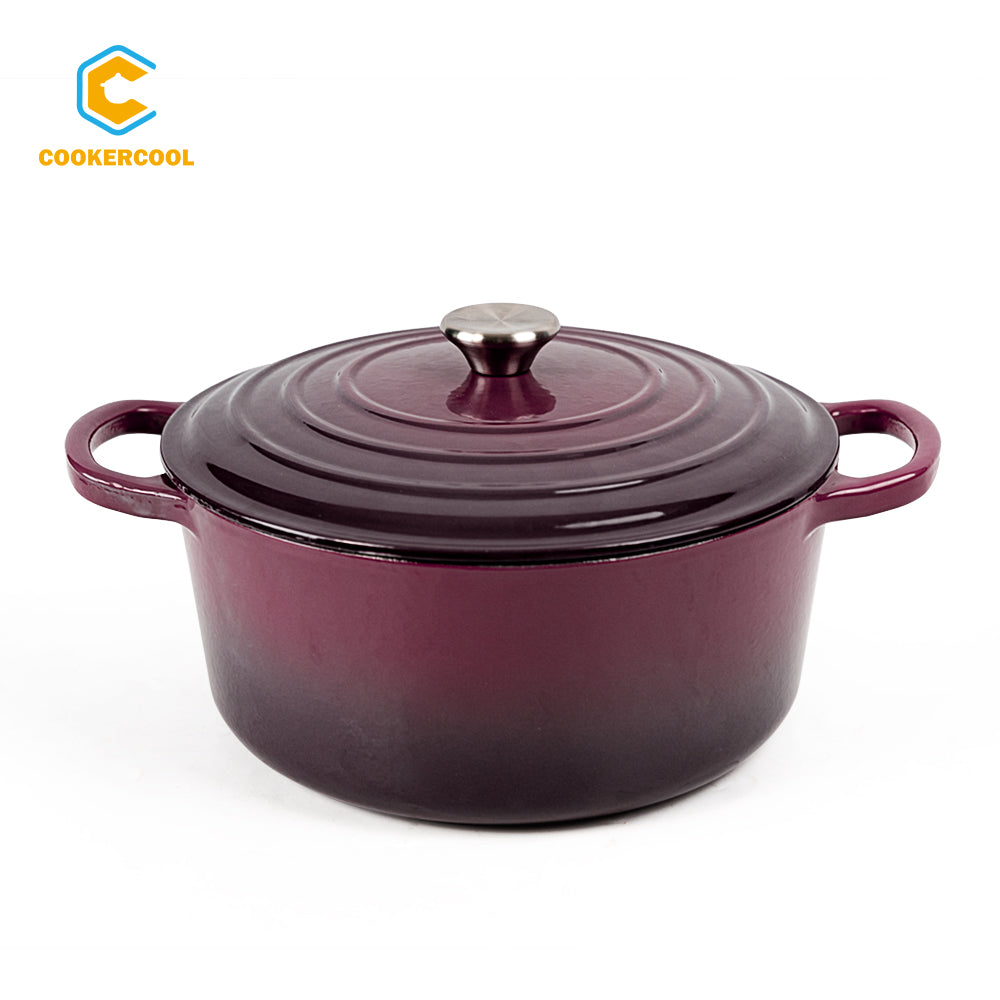 COOKERCOOL Casr Iron Enamel Cookware Set, Viola scuro