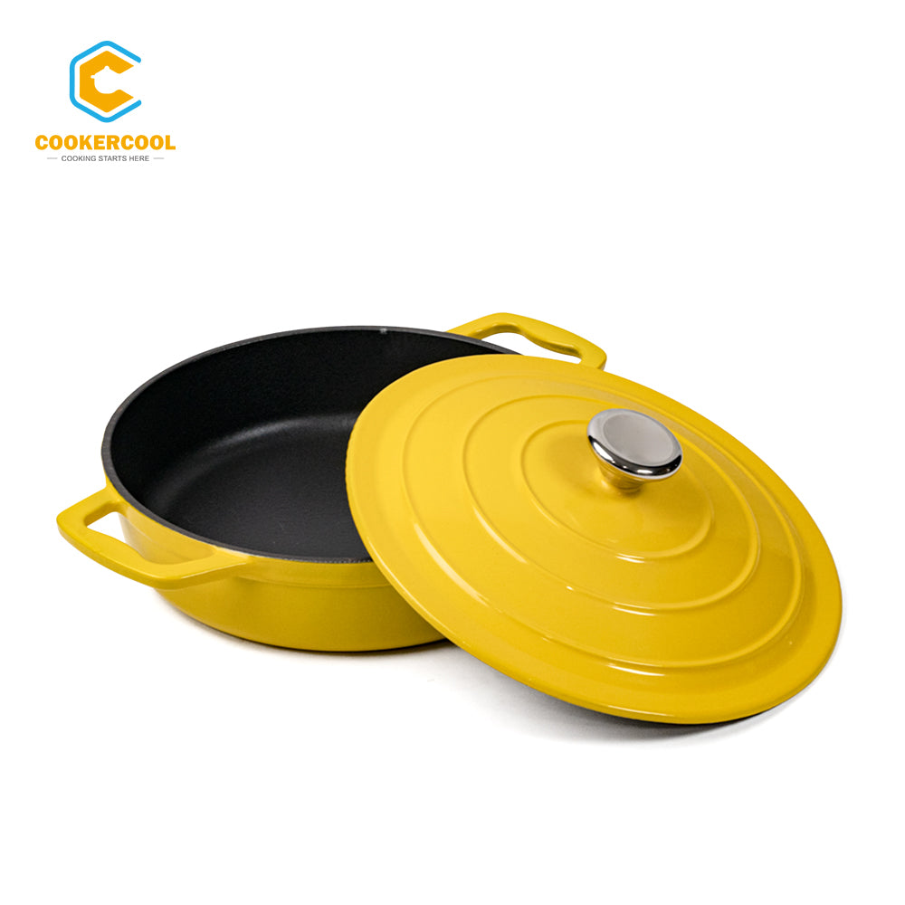 COOKERCOOL Casr Iron Enamel Cookware Set, 3 pezzi, giallo