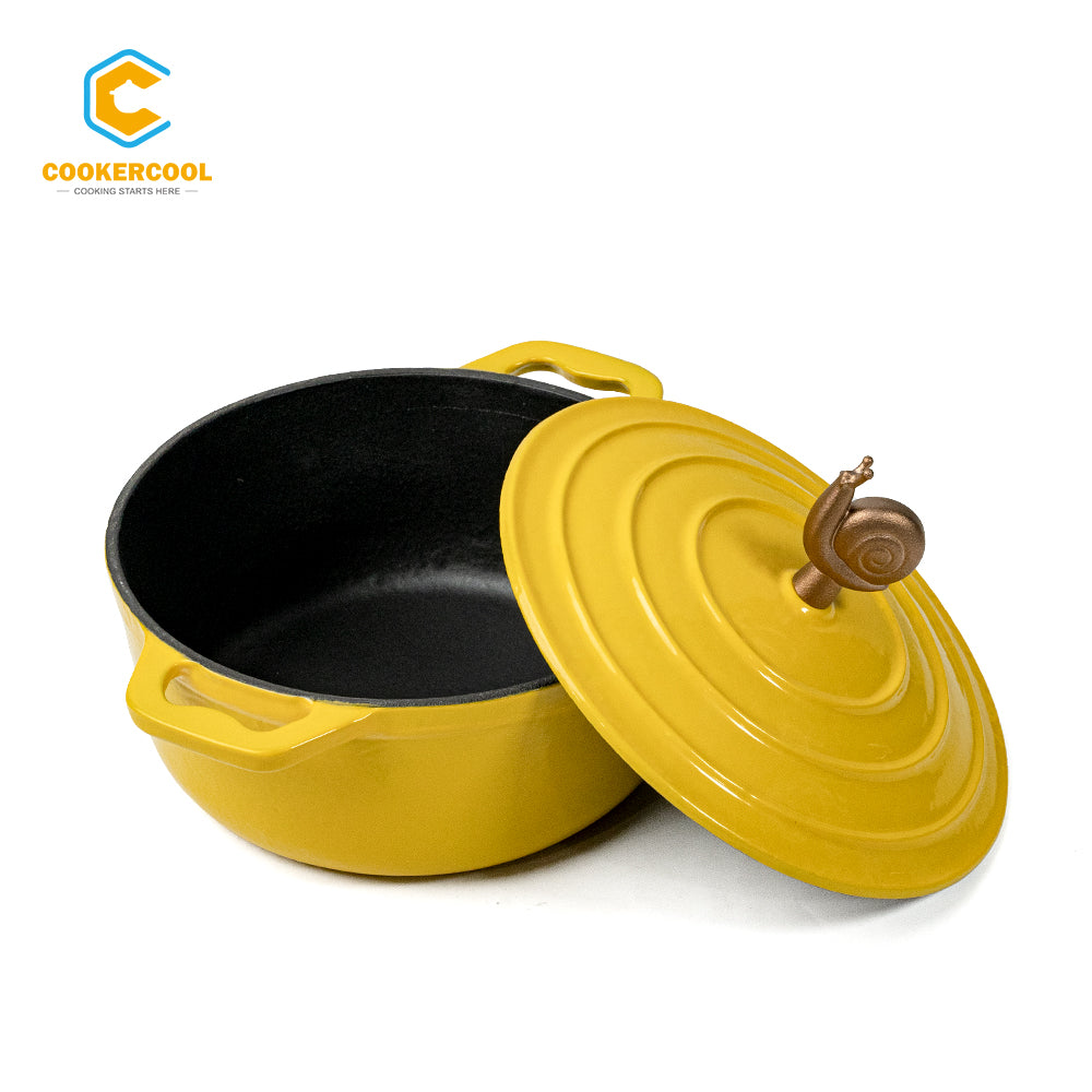 COOKERCOOL Casr Iron Enamel Cookware Set, 3 pezzi, giallo