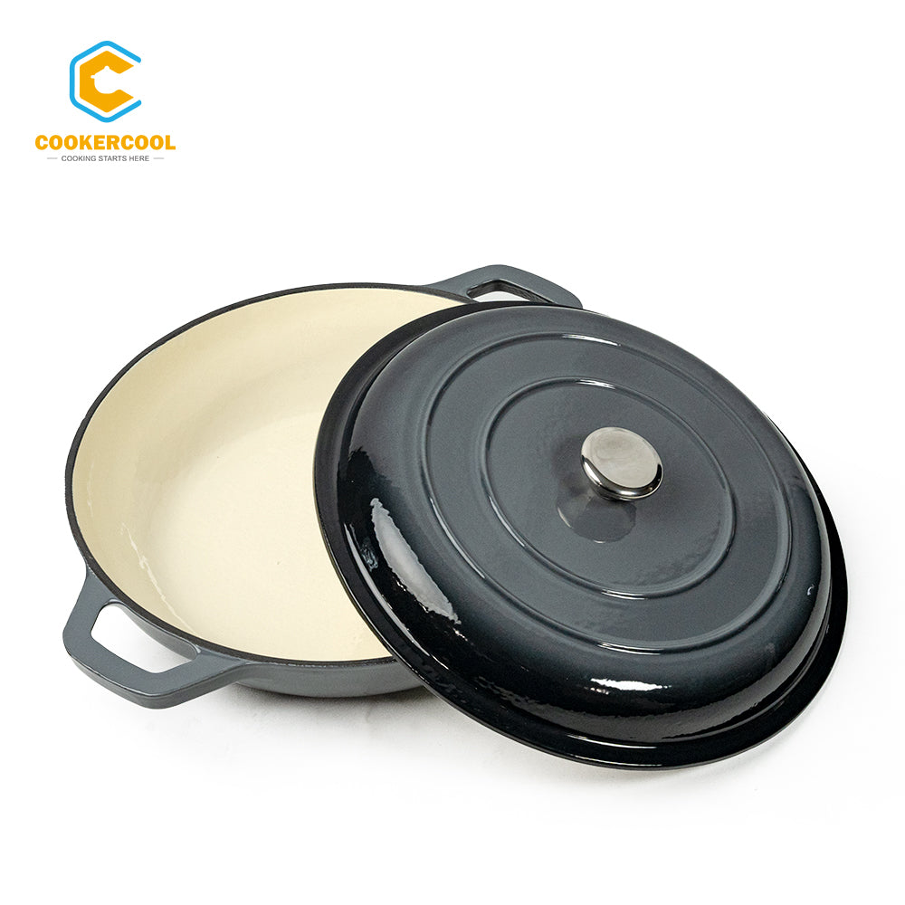 COOKERCOOL Casr Iron Enamel Cookware Set, 7 pezzi, grigio